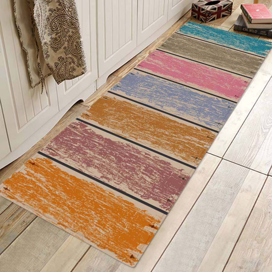 Alfombra de cocina para dormitorio, sala de estar, felpudo de entrada, pasillo de casa, balcón, suelo, patrón de madera, alfombra larga antideslizante para baño