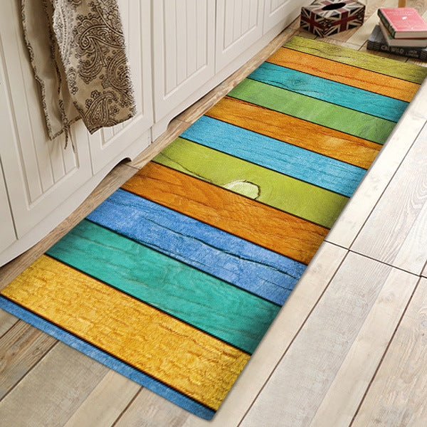 Kitchen Mat Bedroom Living Room Carpet Entrance Doormat Home Hallway Balcony Floor Mat Wood Pattern Bathroom Anti-Slip Long Rug