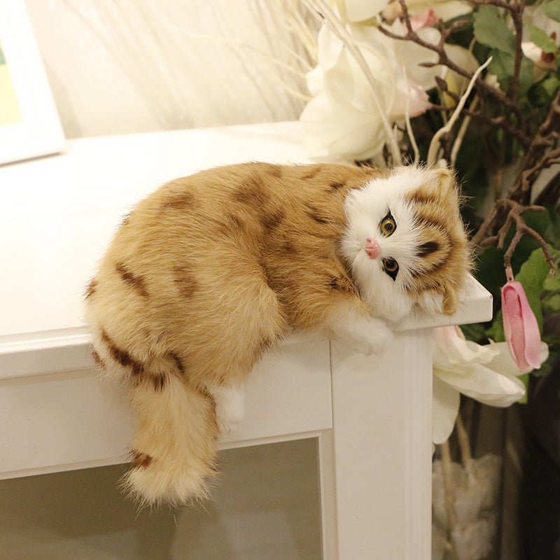 Realistic Cat Plush Toys Simulation Cat Doll Model Kids Gift Birthday Xmas Present Table Home Decor