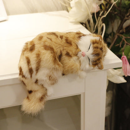 Realistic Cat Plush Toys Simulation Cat Doll Model Kids Gift Birthday Xmas Present Table Home Decor