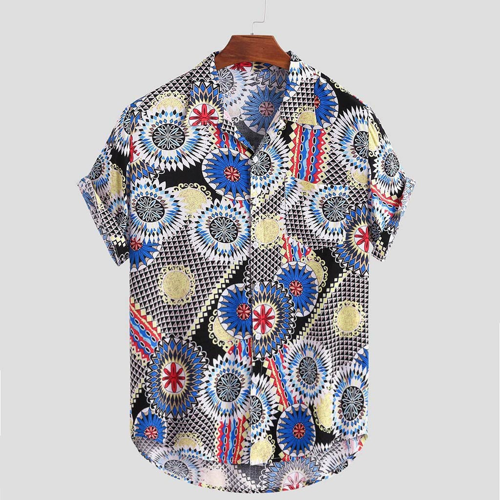 Camiseta informal holgada con estampado vintage para hombre de verano