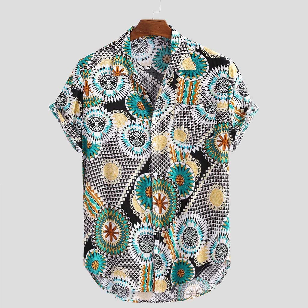 Camiseta informal holgada con estampado vintage para hombre de verano