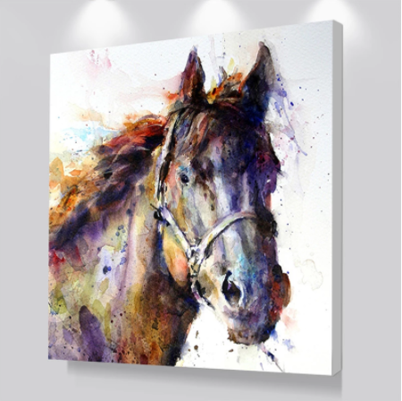 Watercolor Horse Canvas Poster, Mural Artwork, Nordic Minimalist Painting, Living Room Mural, Home Decoration