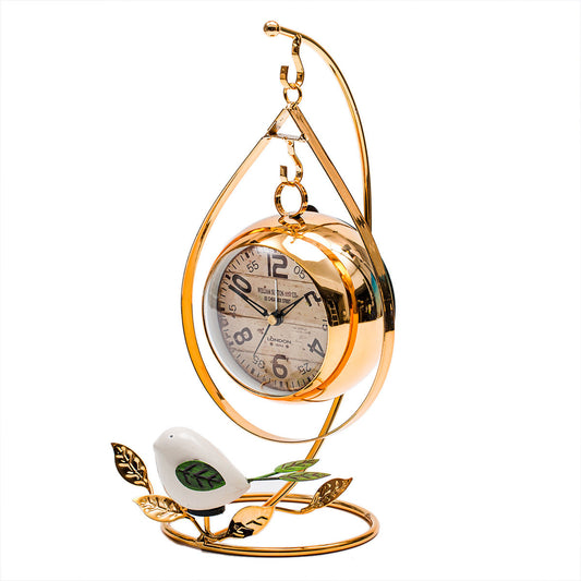 Reloj de escritorio de moda con decoración silenciosa, reloj despertador minimalista moderno americano para sala de estar, reloj despertador Retro dorado