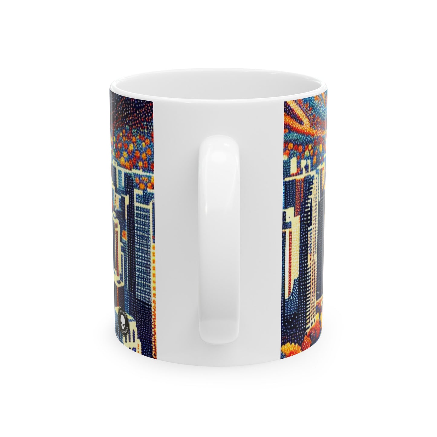 "Twilight Dotted Serenity" - The Alien Ceramic Mug 11oz Pointillism