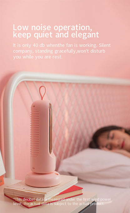 Ventilador de torre retro con carga USB, miniventilador para el hogar, escritorio, oficina, dormitorio, interior, silencioso, con cabezal móvil