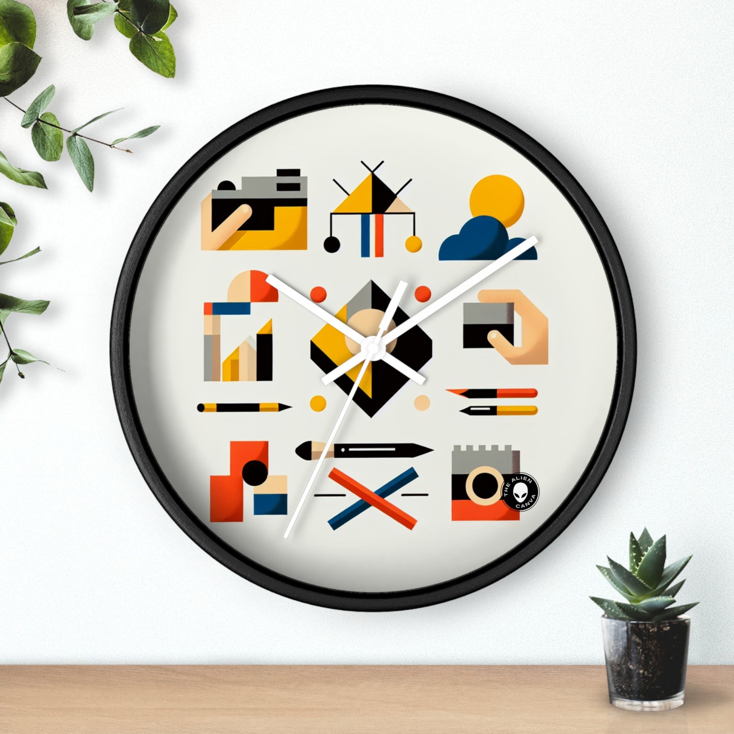 "Geometría tranquila: arte paisajístico minimalista" - El reloj de pared alienígena Arte minimalista