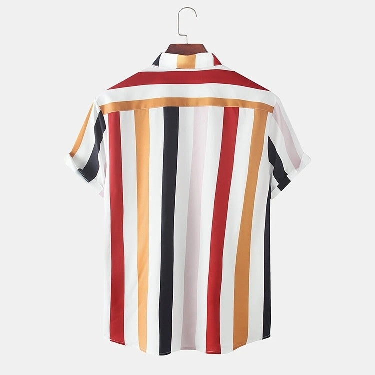 Striped Short Sleeve Pattern Men's Shirt