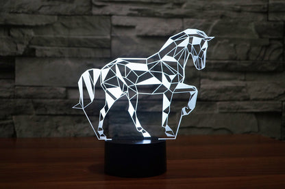 Lumière 3D Puzzle Horse, vision LED tactile colorée