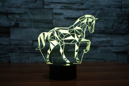 Luz 3D del caballo del rompecabezas, visión colorida del tacto LED