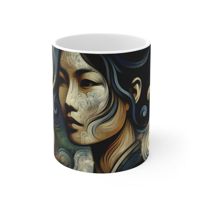 "Primitive Smoke: A Mystical Portrait." - The Alien Ceramic Mug 11oz Primitivism