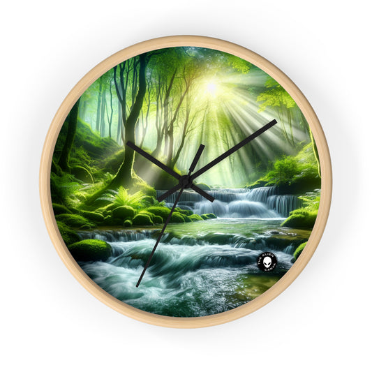 "Enchanting Waterfall Oasis" - The Alien Wall Clock