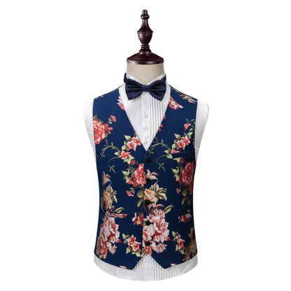 Men's printed dress suit three-piece suit for annual meeting performance