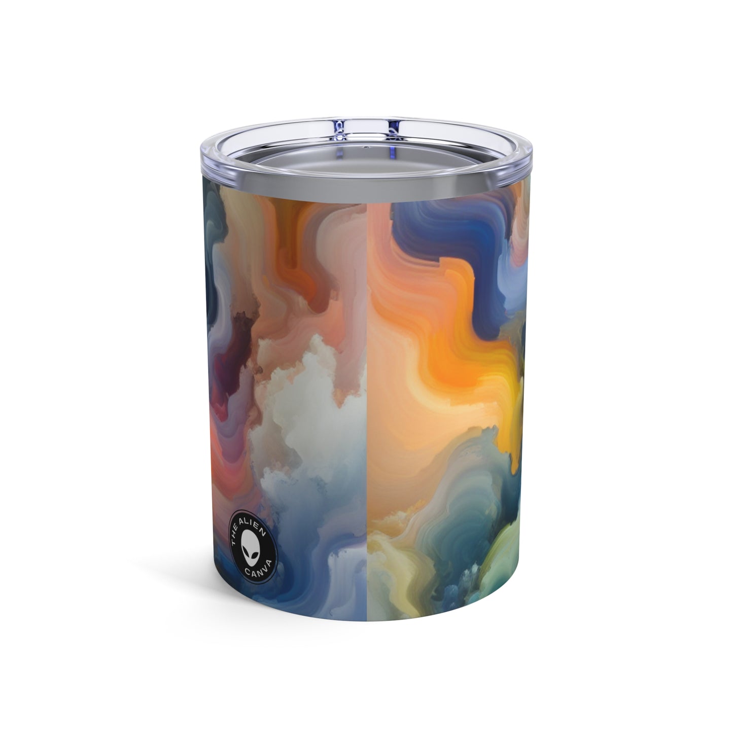 « Réflexions au coucher du soleil : une peinture de champ de couleur sereine » - La peinture de champ de couleur Alien Tumbler 10oz