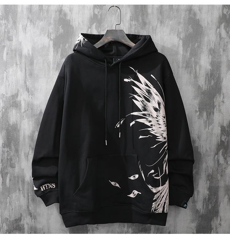 Printed Autumn And Winter Wings Plus Fleece Hood Trend Pullover All-Match Couple Hoodie