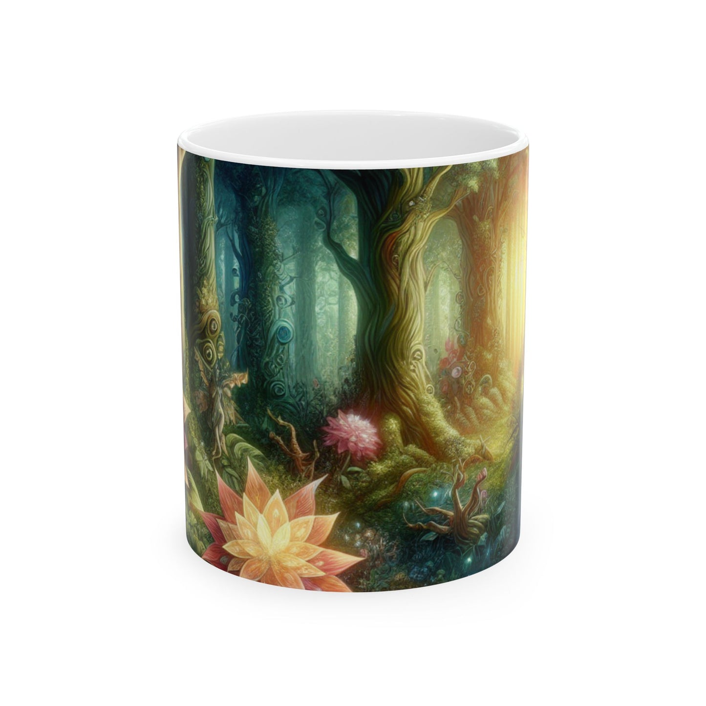 Forêt enchantée : fleurs lumineuses et êtres mystiques - La tasse en céramique Alien 11 oz