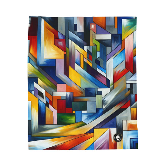 "City Pulse: A Vibrant Nighttime Geometric Journey" - The Alien Velveteen Plush Blanket Hard-edge Painting