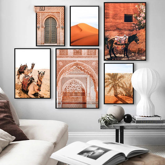 Landscape Canvas Print Painting Poster Camel Wall Art Picture for Living Room Decor