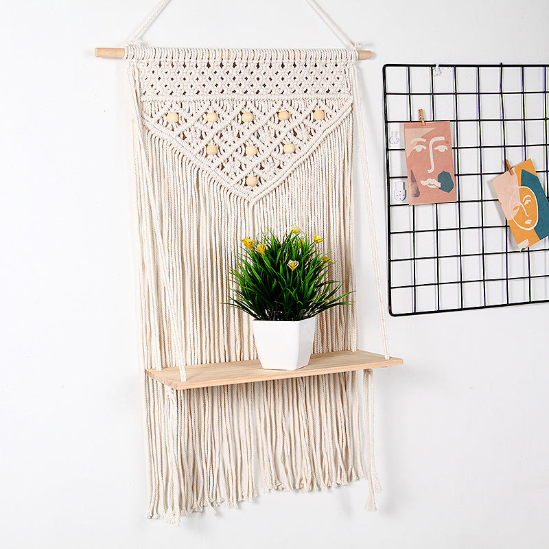 Knitted Thread Bedside Tapestry Three-Layer Shelf Shelf On Bedroom Wall