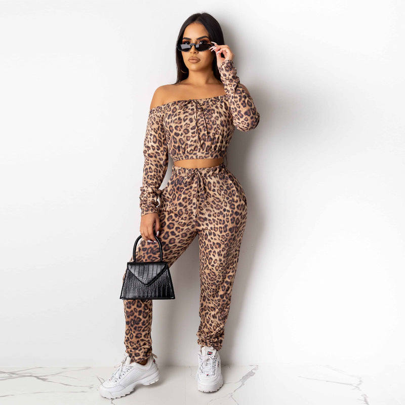 Sport Leopard Print Leisure Suit