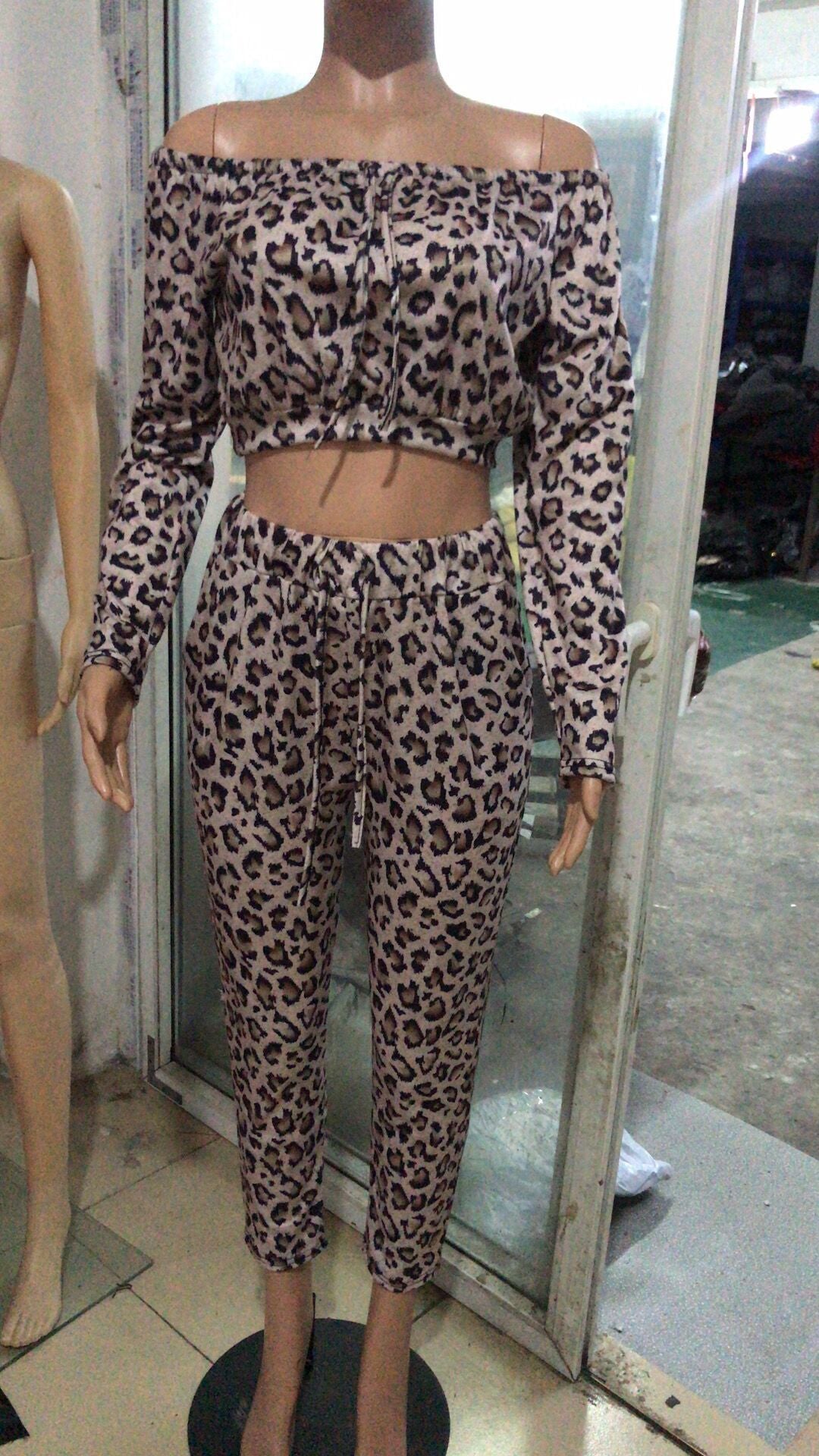 Sport Leopard Print Leisure Suit