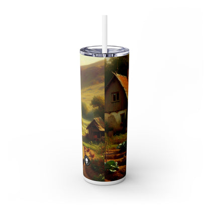 "Bustling Market: A Colorful Post-Impressionist Scene" - The Alien Maars® Skinny Tumbler with Straw 20oz Post-Impressionism