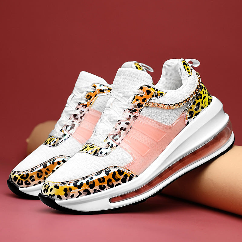 Reflective Leopard Print Casual Sports Shoes