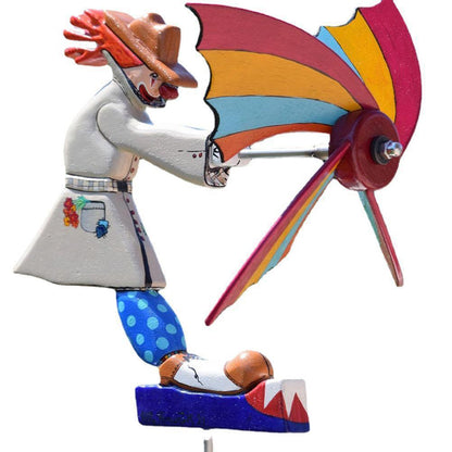 Creative Clown Windmill Decoration Wooden Garden Decoration Garden Sculptures And Statues Funny Outdoor Figurine