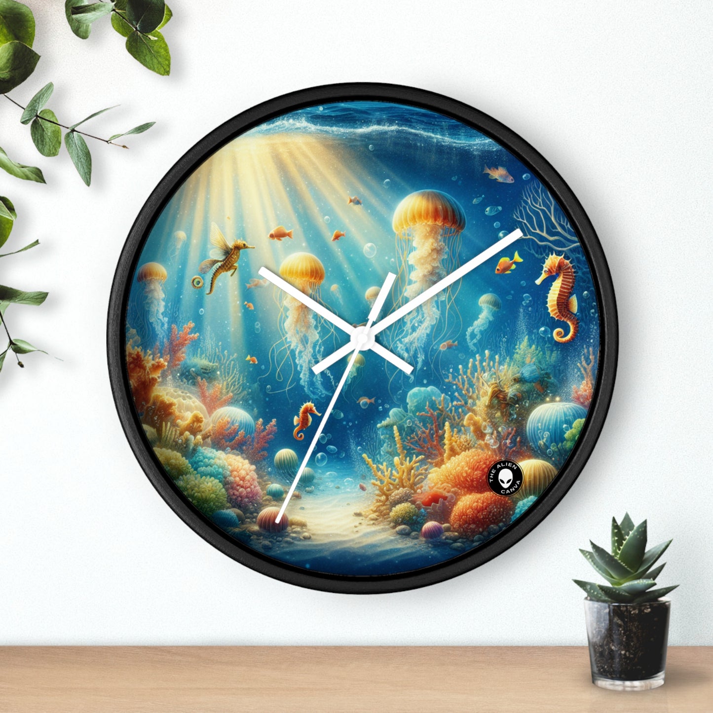 "Sunlit Serenity: A Magical Underwater Realm" - The Alien Wall Clock