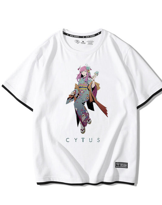 Men'S Short-Sleeved Clothes Neko Electronic Music Mobile Game T-Shirt