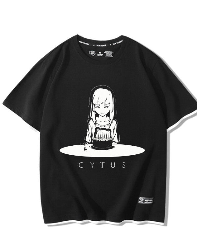 Ropa de manga corta para hombre Neko Electronic Music Mobile Game Camiseta