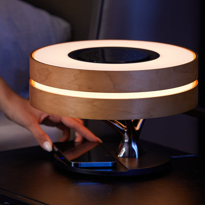 Altavoz Bluetooth inteligente con carga inalámbrica, luz nocturna, decoración de cabecera de dormitorio