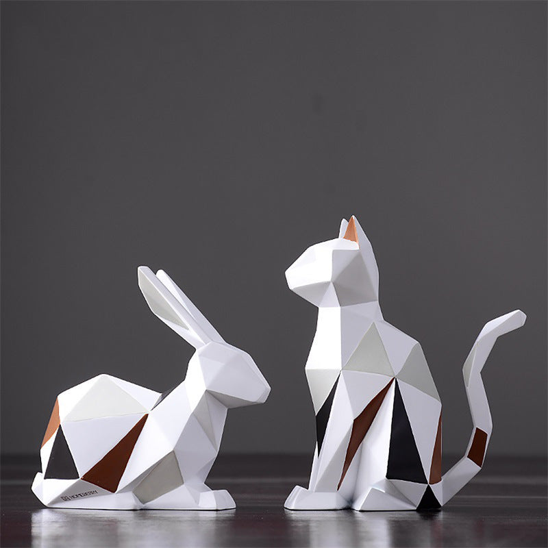 Adornos artesanales de resina de animales geométricos minimalistas modernos, decoraciones suaves creativas para el hogar, sala de estar y escritorio