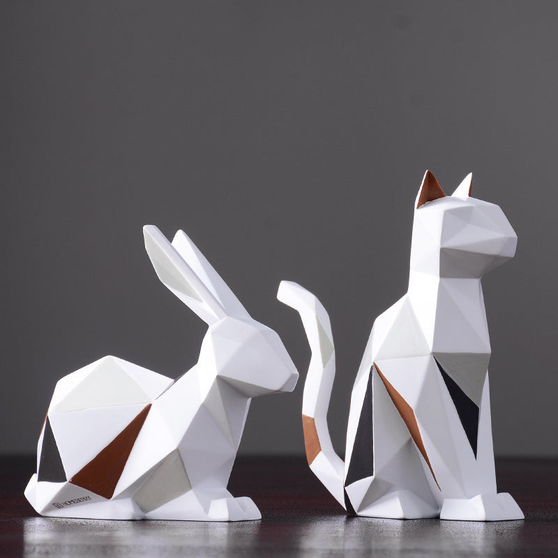 Adornos artesanales de resina de animales geométricos minimalistas modernos, decoraciones suaves creativas para el hogar, sala de estar y escritorio