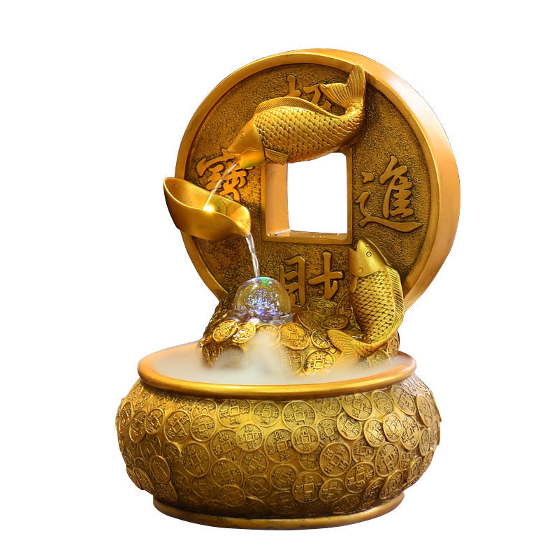 Water Fountain Feng Shui Ornaments Fish Decor Home Office Living Room Decoration