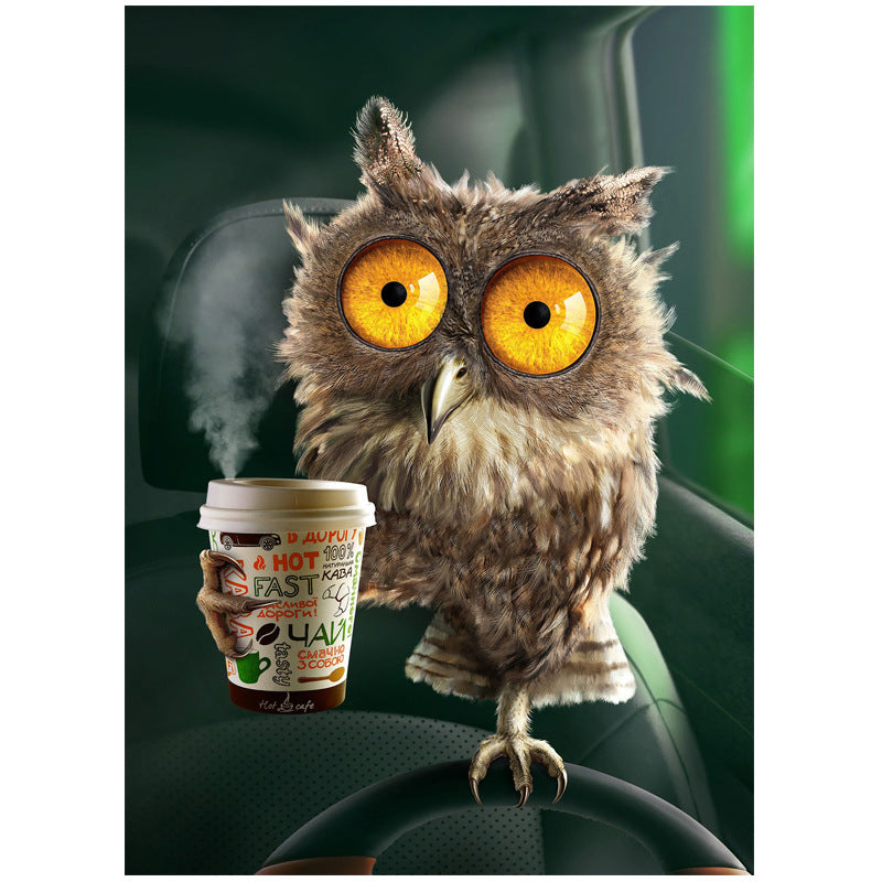 5D Diy Diamond Painting Drink Coffee Owl