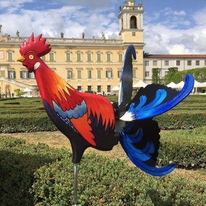 Molino de viento de gallo, decoración de jardín, patio, granja, estatua de patio impermeable, escultura vívida, decoración de jardín hecha a mano, jardinería al aire libre