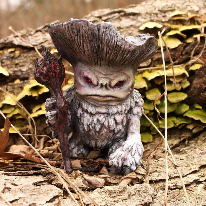 Champignon Elfe Chaman Sorcier Troll Résine Artisanat