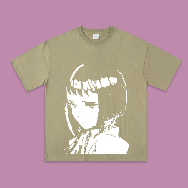 Printed Dark Wind Girls Lazy Base T-shirt