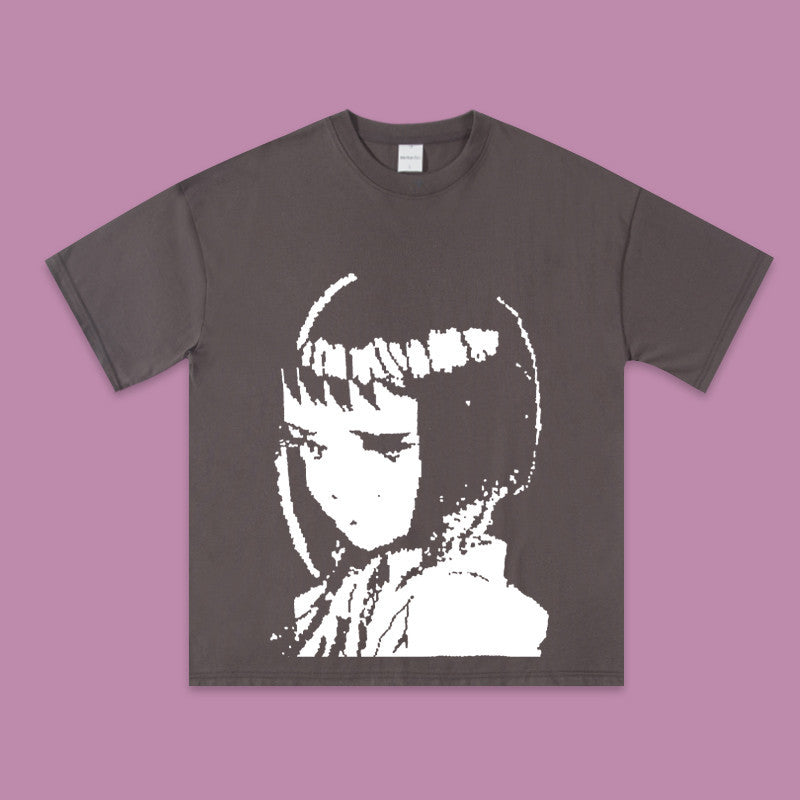 Printed Dark Wind Girls Lazy Base T-shirt