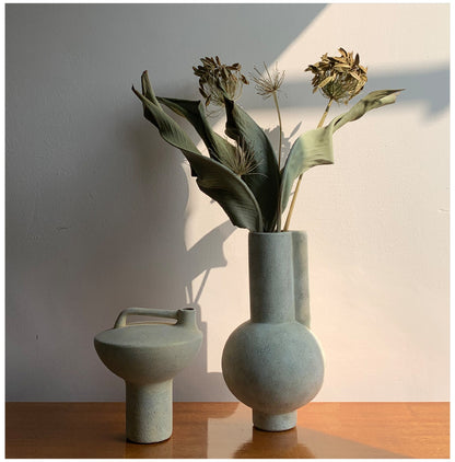 Wabi-Sabi Style Simple Abstract Ceramic Floral Art Vase