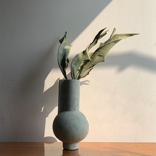 Wabi-Sabi Style Simple Abstract Ceramic Floral Art Vase