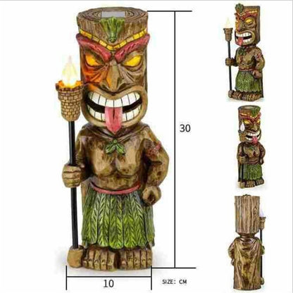 Tiki Guard Powered Decor Nouveau Maya Totem Résine Naine Jardin Lumière Jardin Lumière