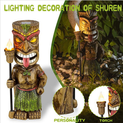 Tiki Guard Powered Decor Nouveau Maya Totem Résine Naine Jardin Lumière Jardin Lumière