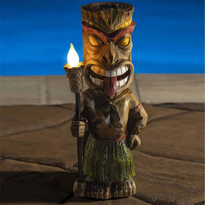 Tiki Guard Powered Decor Nouveau Maya Totem Résine Naine Jardin Lumière Jardin Lumière