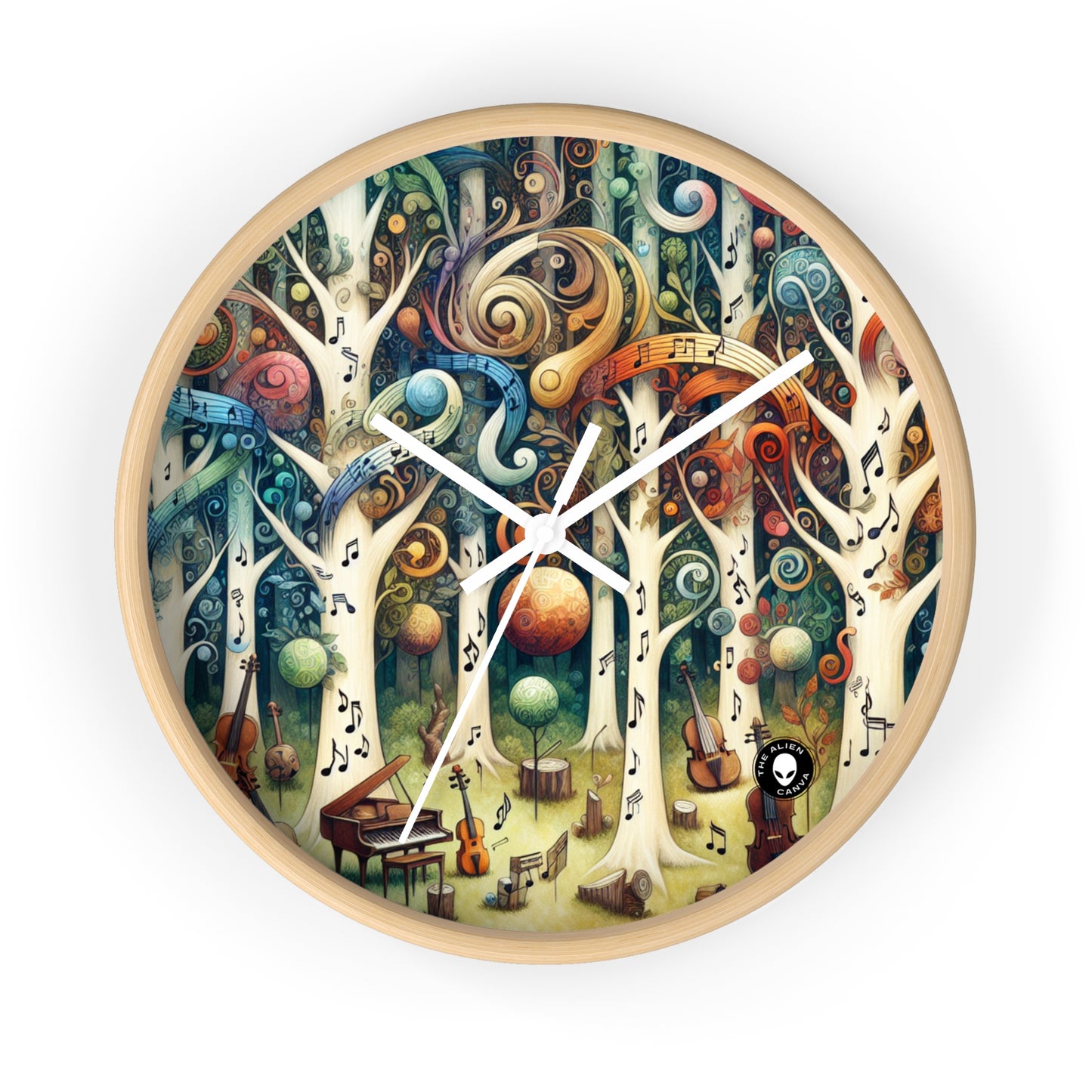 "Melodic Enchantment: The Instrumental Forest" - The Alien Wall Clock