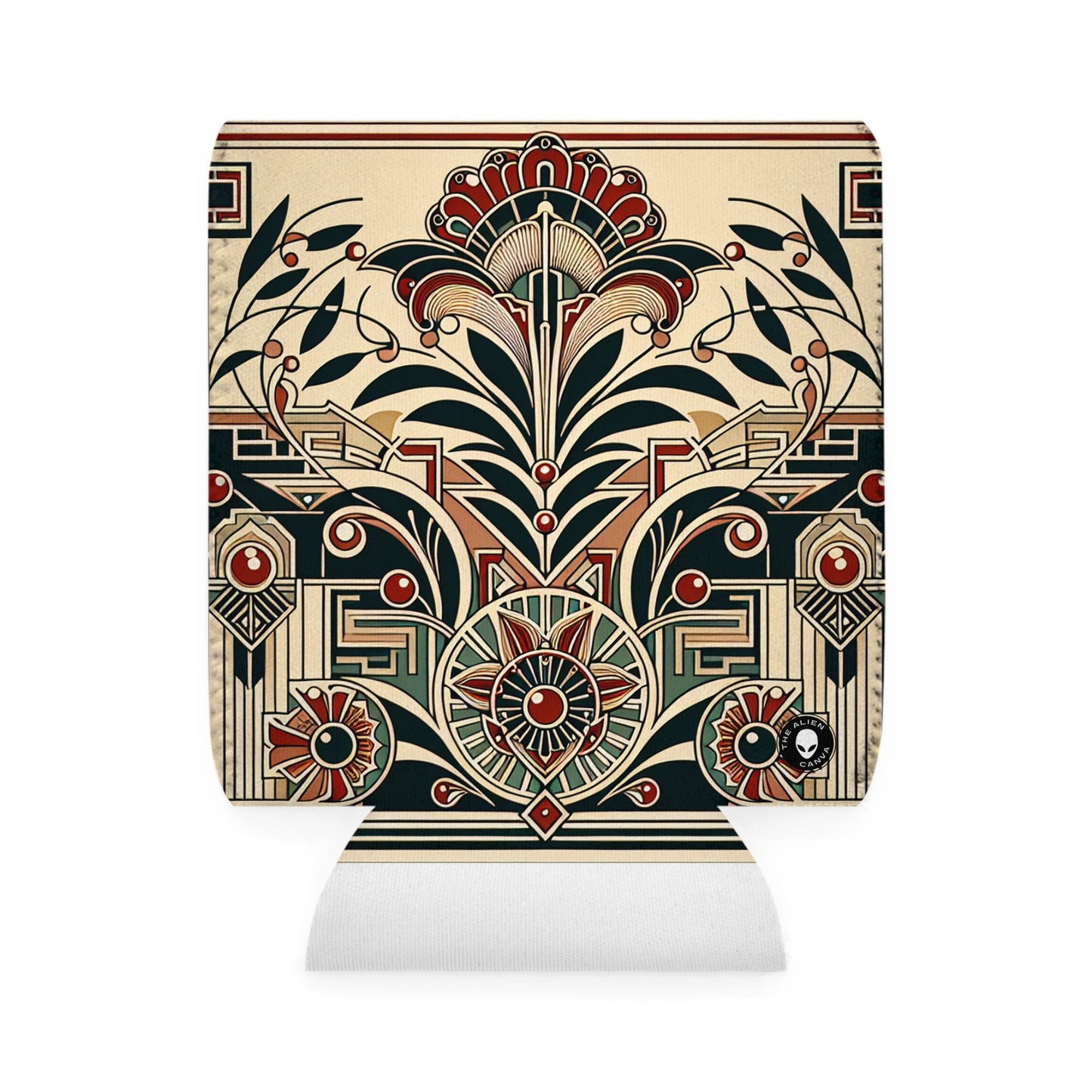 "Golden Glamour: A Dynamic Art Deco Cityscape at Sunset" - The Alien Can Cooler Sleeve Art Deco