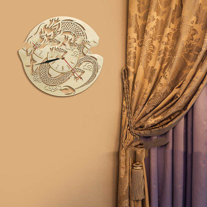 Reloj de pared de modelado, reloj de pared con decoración de pared artística de dragón chino moderno