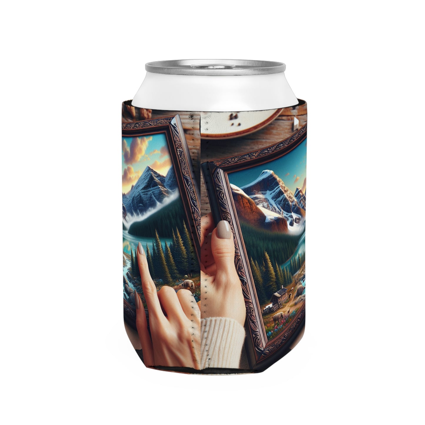 "The Mosaic Portrait: Unveiling Photorealism Through Fragmented Beauty" - The Alien Can Cooler Sleeve Photorealism