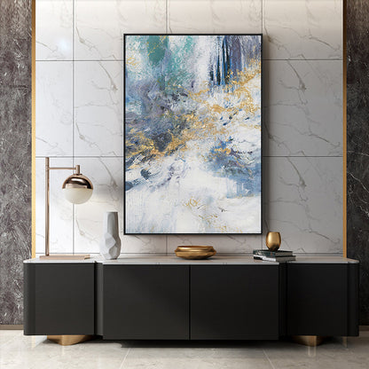 Hand-painted Oil Painting Abstract Gold Foil Blue Living Room Porch Decorative Painting